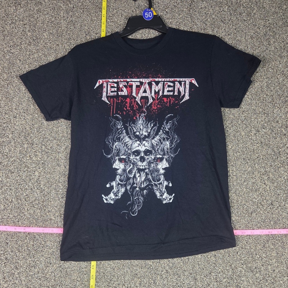 Testament Graphic T-Shirt Mens Medium Black Band Tee Skull Blood Splatter Logo